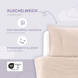 Träumeland Muslin Bedding for Babies, Soft Baby Bed Linen Made from 100% Cotton, Breathable, Oeko-Tex 100 Certified, Easy Care