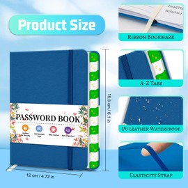 Password Keeper Book with Alphabetical tabs, Hardcover Small Password Books for Seniors, Internet Password Logbook Journal Website Address Login, Perfect Pocket Size Password Keeper – Dark Blue