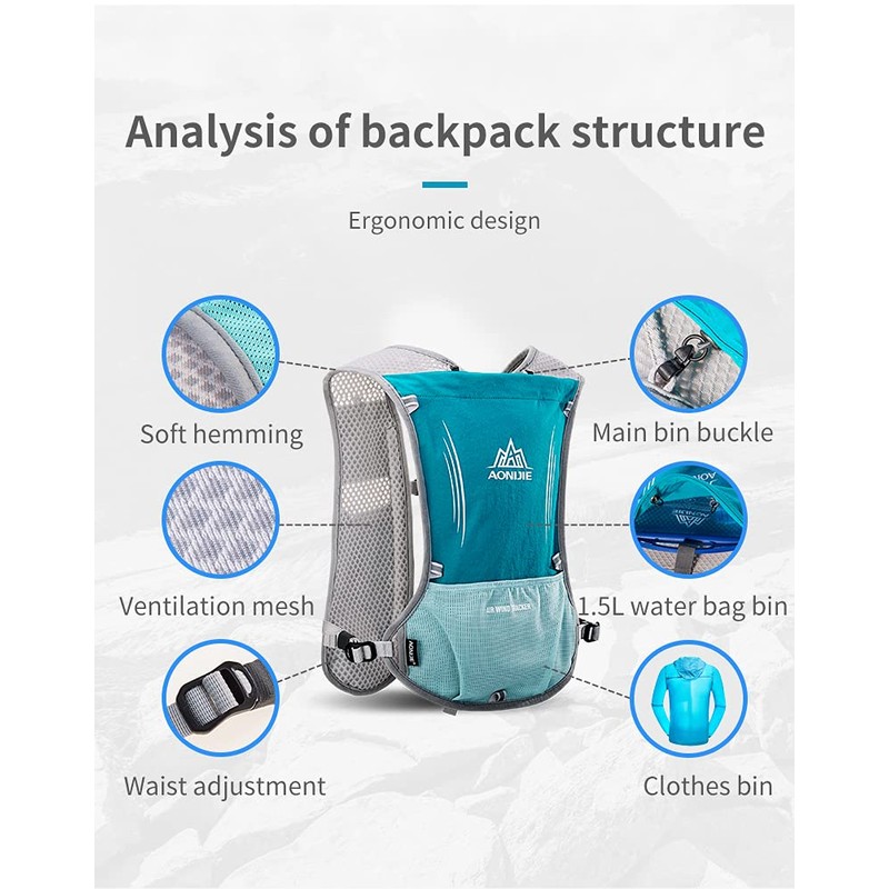 5L Ultralight Hydration Backpack with Hydration Bladder, 1.5 L or