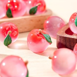 Kmiunty 20 Pcs Luminous Mini Apples Figurines Resin Tiny Artificial Fruits Glow in The Dark Artificial Miniature Apple Ornament for DIY Crafts Garden Home Decor