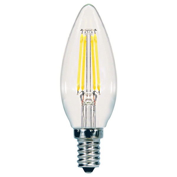 24 Pack Satco S9961 5.5 Watt Dimmable Clear 3000K Soft White LED C11 Light Bulb - Candelabra Base (60w Equivalent)