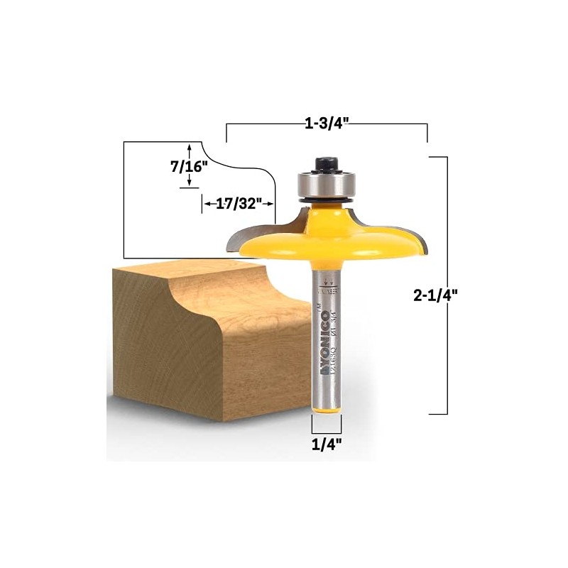 YONICO Cabinet Door Edge Router Bits Set 4 Bit 1/4-Inch