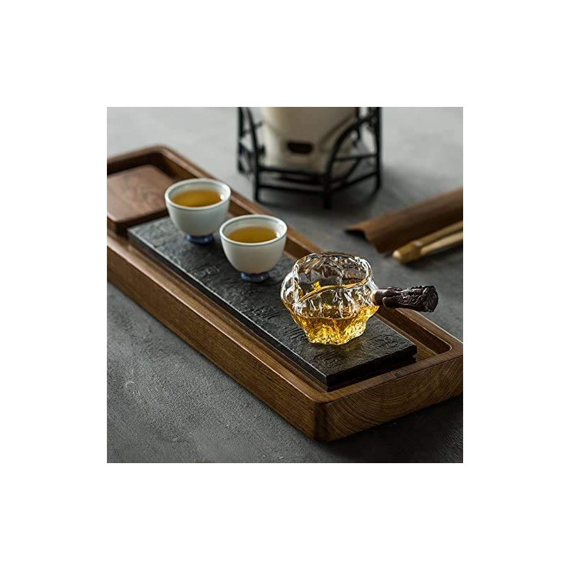 Glass Tea Serving Pitcher Decanter, Wooden Handle, Chinese Gongfu Cha