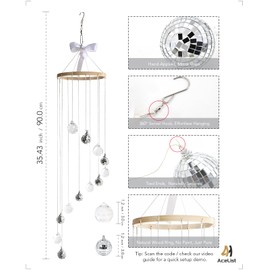 AceList Hanging Disco Ball Decor, Sun Catcher Crystals & Disco, 31.5 inch Handmade Spiral Sparkle Mirror Ball & Light Catcher for Window, and Boho Decor