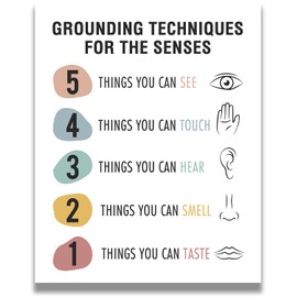 5-4-3-2-1 Grounding Technique Classroom Must Haves, Calm Down Corner Supplies, Therapy Wall Decor, Social Worker Office Decor - 11x14 unframed print