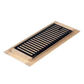 Homewell Hickory Wood Floor Register, Drop in Vent Cover with Damper, 4x12 Inch, Unfinished