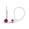 925 Sterling Silver 3mm Created Ruby July Birthstone Leverback Earrings