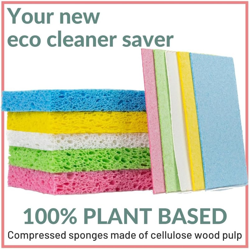bioGo 30 Pack Compostable Pop-Up Sponges - Expanding, Non-Scratch, Plant-Based