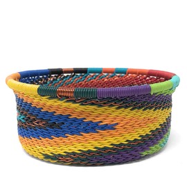 Fair Trade Zulu Telephone Wire 3.5-inch Catch-All Caddy/Wine Bottle Coaster, Each One Unique, African Spirit