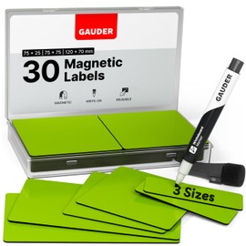 GAUDER Magnetic Dry Erase Labels | Magnetic Labels to Write on | Dry Erase Magnets for Classroom, Whiteboard & Blackboard