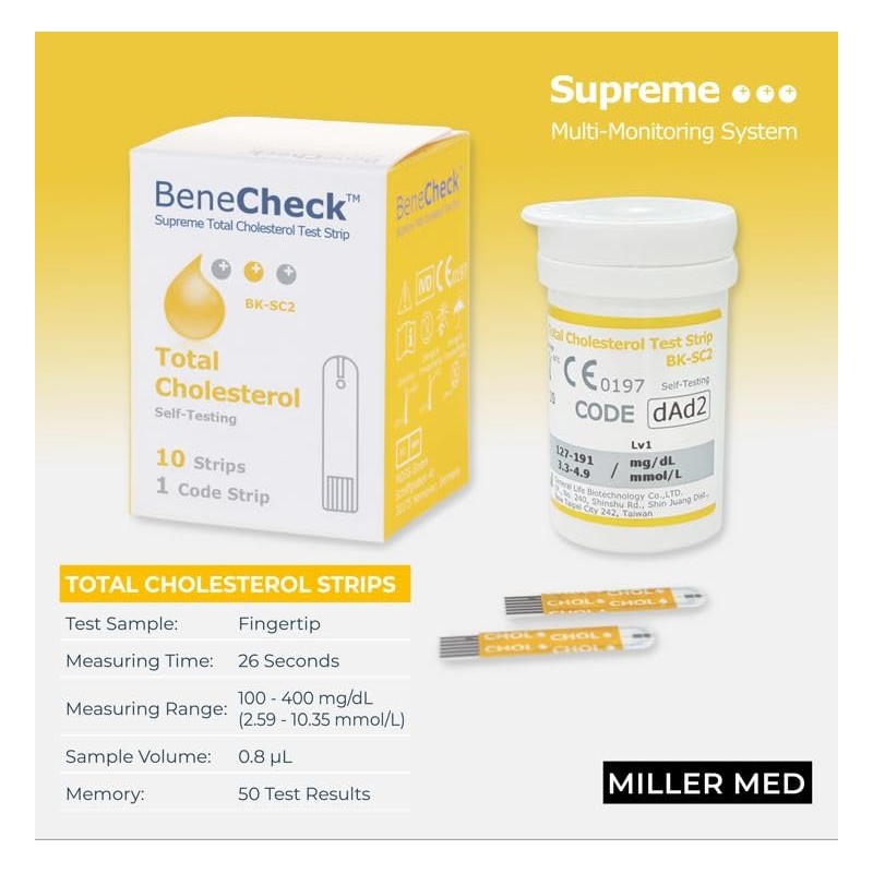 Replacement Cholesterol/Glucose/Uric Acid Strips for The Black Supreme (Benecheck) Meter