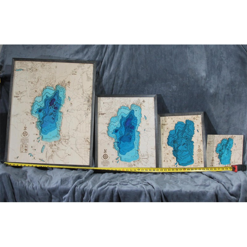Mini BLUE! Lake Tahoe 3D Wooden Map