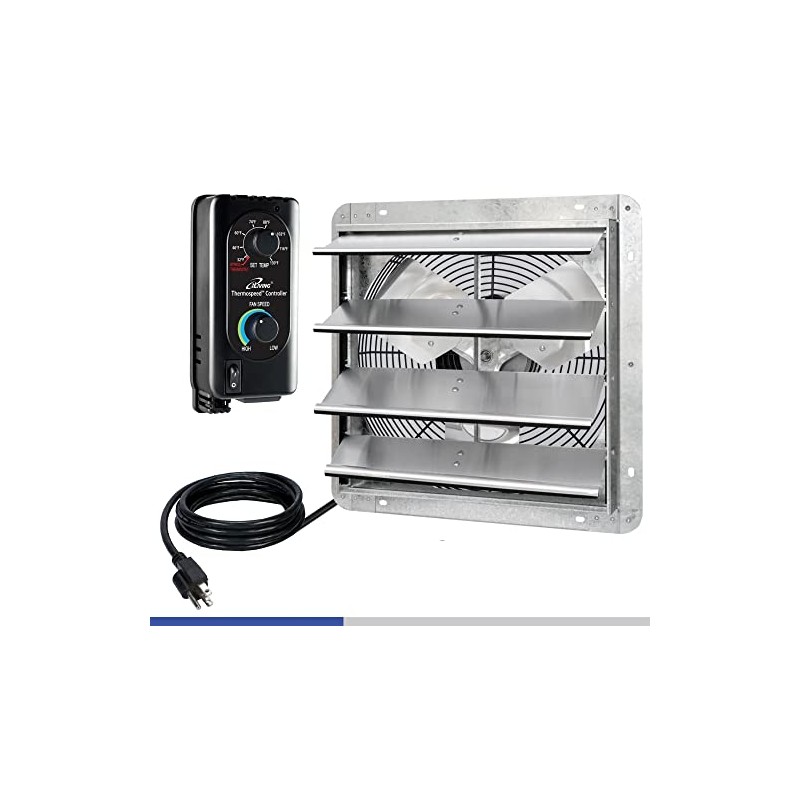 iLIVING 16" Wall Mounted Shutter Exhaust Fan, Automatic Shutter, with