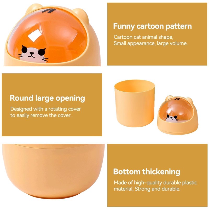 Cute Mini Desktop Trash Can, Cartoon Cat Animal Shape Waste