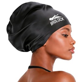 Gorro de natación grande para mujer, gorro de natación para trenzas, rastas, cabello largo, 100% silicona, impermeable, para mantener tu cabello seco