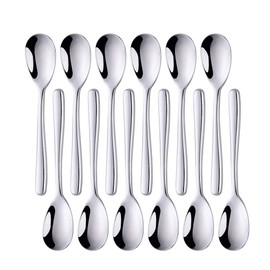 SUNGSENGEUR Teaspoons Set of 12, 13 cm Stainless Steel Table Teaspoon, Tea or Coffee Stirring Spoons, Yogurt Spoon, Dessert Spoon, 5.2" Inch-Silver