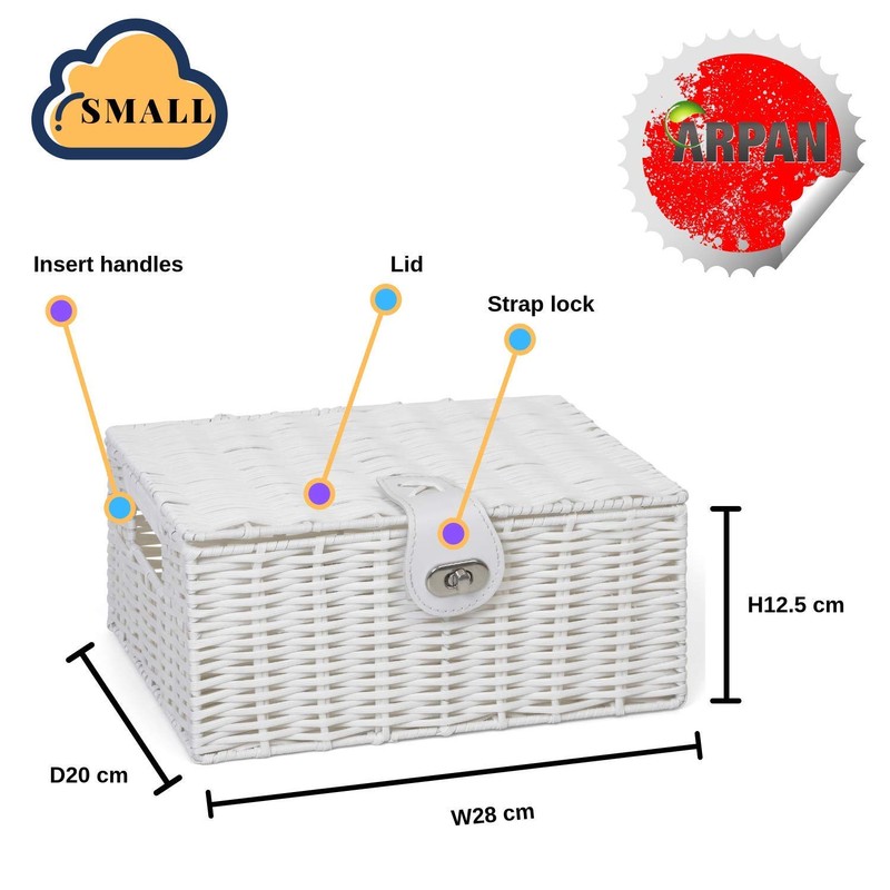Arpan Small Resin Woven Storage Basket Box With Lid &
