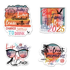 Gosknor Pack of 4 Cruise Door Decorations Magnetic, 4 Styles 2025 Large Retro Family Cruise Ship Door Magnets for Fridge Cabin Carnival Car Computer Decor