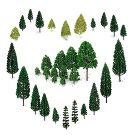 OrgMemory Mixed Model Trees, 29pcs, 1.5-6 inch(4-16 cm), Ho Scale Bushes, Diorama Supplies, Plastic Trees for Projects, Model Train Scenery with No Bases