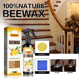 YG LianKai 3Pcs Beeswax Spray Furniture Polish, Original Natural Beeswax Care Spray, Wood Cleaner, Wood Floor Polish for Living Room,Kitchen,Wooden Furniture Floors(120ml+Sponge+Cloth)