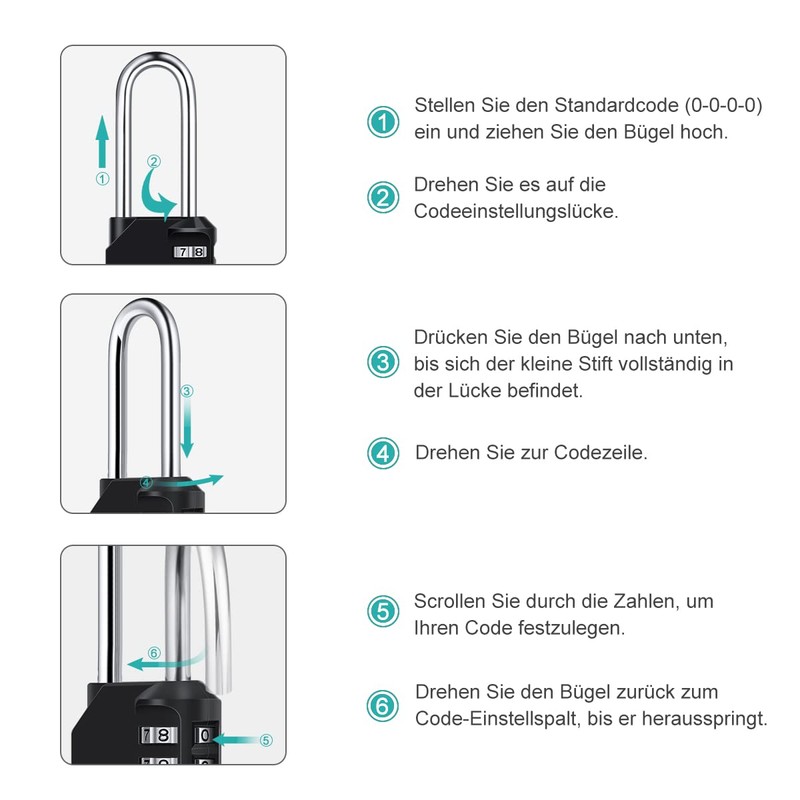 Diyife Pack of 2 Combination Lock, Long Shackle 6.7 cm,