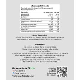 Fitlife Nad  Nr (nicotinamida Ribosa)  2 Meses 120 Cáps                                                                                               