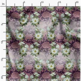 Soimoi Cotton Canvas Fabric Leaves & Magnolia Floral Printed Fabric 1 metre 42 Inch Wide