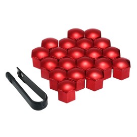 Shiwaki 20pcs 21mm Nut Caps with Removal Tool Wheel Nut Cover, Red