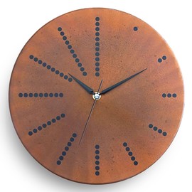 12 Inch Copper Wall Clock Battery Operated, Rusty Brown Patina Real Copper Non-Ticking Silent Farmhouse Modern Small Clock for Living Room Wall Decor, Kitchen, Bedroom, Office (Black Colored Hands)