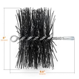 Stanbroil 8 Inch Round Poly Chimney Cleaning Brush with 1/4" NPT Fitting for Insulated Chimneys, Stainless Steel or Metal Stove Pipes- Works with Most Chimney Rod Sets
