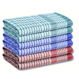 A & B TRADERS Wonderdry Tea Towels Kitchen Mix Pack of 6, Cotton Absorbent Long Lasting Catering Bar Dish Towel (Mix Pack of 6)