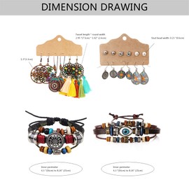 Aroncent 20 Pieces Jewellery Set for Women Girls Vintage Bohemian Earrings with Circles Water Drops Tassels Turquoise, Sun Moon Necklace, Turquoise Ring (9 Pairs of Earrings + 2 Bracelets), Gemstone