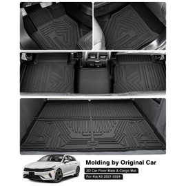 Powerty Floor Mats & Cargo Liner for 2021-2024 2025 2026 Kia K5 Accessories Floor Mats 2 Row Liner Set All Weather TPE 3D Floor Liners&Rear Cargo Mat