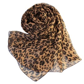KorhLeoh Lightweight Leopard Chiffon Scarfs for Women - Fashion Floral Print Scarves Shawl Head Wraps Bandana
