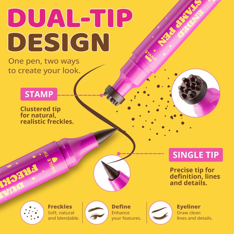 Dual-Ended Freckle Pen, Sponge Stamp & Precision Tip,Mousy Brown 02
