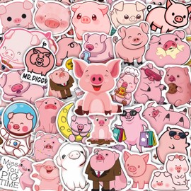 BulbaCraft 100Pcs Pig Stickers and Decals, Piggy Stickers for Water Bottle and Laptop, Gifts for Women & Men