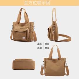 Blostirno Women's Shoulder Bag, Crossbody Design, Large Capacity, Tote Bag, Nylon, Lightweight, Waterproof, Black