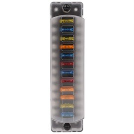 SELEAD 12-WAY Blade ATO/ATC/ATS Fuse Box Standard Circuit Fuse Holder Box with LED Indicator Light and Protection Cover for Cars, Boats, Marine Vehicles, Trucks, SUVs, Yachts, and RVs FB1902