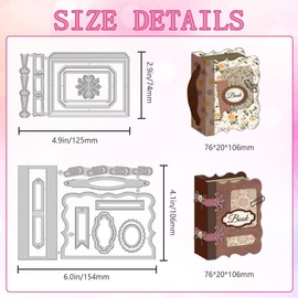 DELORIGIN 3D Mini Book Cutting Dies Metal Cutting Dies Card Making Cutting Dies Template Embossing Stencils Frame for DIY Scrapbooking Crafts Albums Greeting Cards Gifts Invitations Decor