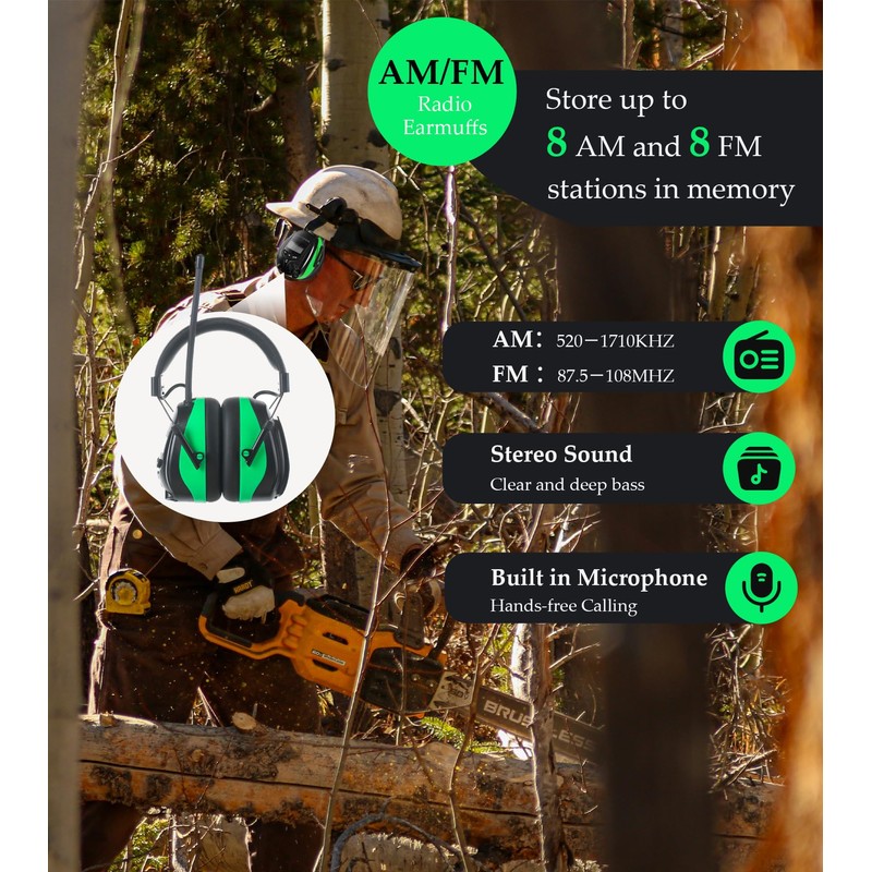 PROTEAR Digital AM FM Radio Hearing Protectors, Ear Protection Noise
