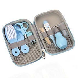 ZELINYE Baby Grooming Kit, 8 in 1 with Brush, Comb, Nail Clipper and File, Nasal Cleaner, Finger Toothbrush, Scissors, Portable Newborn Essentials Set