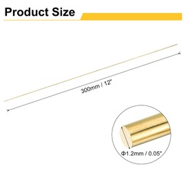 uxcell 10Pcs H65 Brass Round Rods, 1.2mm OD x 300mm Length Solid Stock Lathe Bar, Welding Rod for Knife Handle Pins, DIY Craft Model Plane Car, Drift Punches Shaft Machining