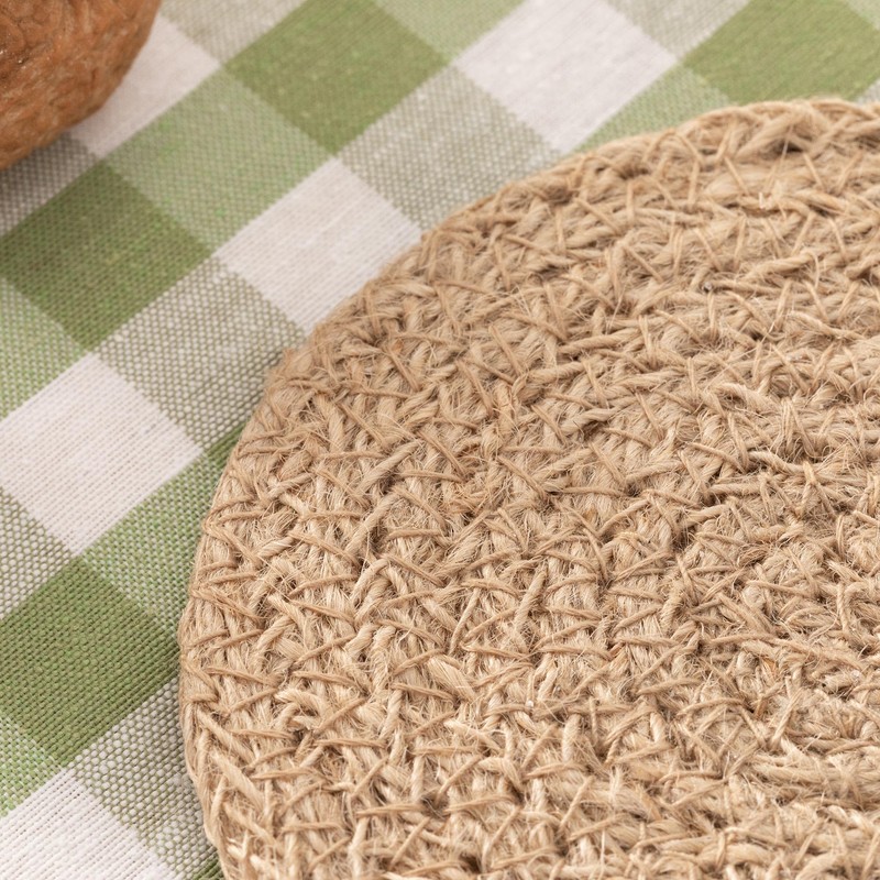 Round Placemats, Jute Placemat, Natural Handmade, 15 x 15 cm,