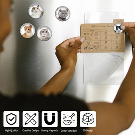 12Pcs Glass Refrigerator Magnet Fridge Sticker, Fridge Magnets Decoration, Strong Fridge Magnets for Kitchen, Cabinet, Dishwasher, School and Office Whiteboard (Cat)