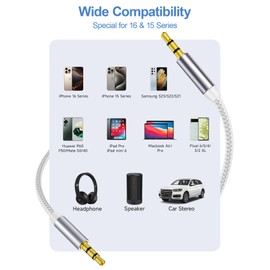 HAOISH Aux Cord 10 FT, 3.5 mm Audio Cable Nylon Braided-1/8 Male to Male Auxiliary Stereo Jack Cables for Car/Home Stereo, Headphones, Smartphone, Speaker, Echo & More