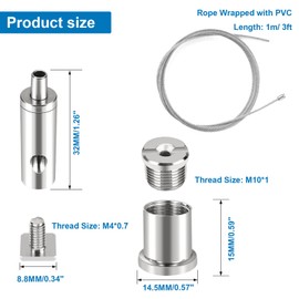 Teemyaa Ceiling Hanging Wire Cable Kit, 4 Sets Wire Cable Hanging System kit, Aquarium Light Hanging Kit, Adjustable Wire Rope for Linear Light, Panel, Pendant, Chandelier, Suspension Light Fixture