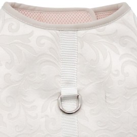 Croci Ceremony Bride Male Dog Harness Wedding Dog Dress with Tulle Skirt Damask Pattern Adjustable Size XS 24-27cm