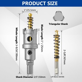 Murtenze 3PCS TCT Hole Saw Set for 1 Inch Heavy Duty Tungsten Carbide Tipped Hole Cutters with Titanium-Plated Pilot Drill bit for Metal for Metal, Stainless Steel, Iron, Wood, Plastic
