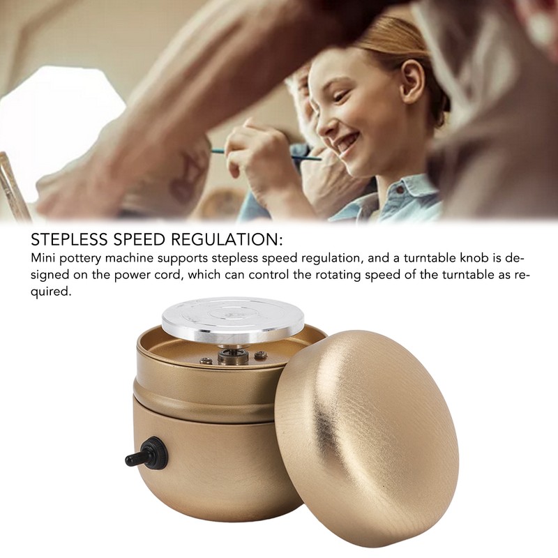 Mini Pottery Wheel Machine Stepless Speed Regulation Portable Gold Pottery