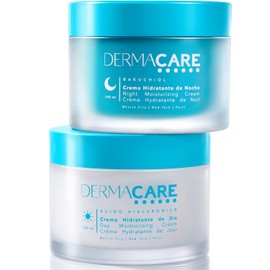 DERMACARE Set Hidratante Facial Día y Noche | Crema Facial de Día 120 ml + Crema Facial Regeneradora Nocturna 100 ml | Con HT10 Complex Ácido Hialurónico, Colágeno y Vitamina E | Para Todo Tipo de Piel